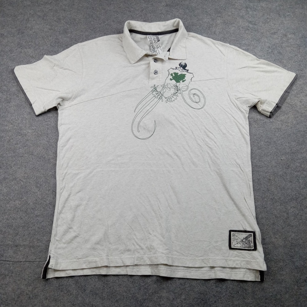 Old Navy Polo Shirt Mens XL Beige Crest Graphic Cotton Casual Top